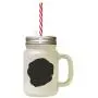 Black Kuvasz Silhouette Frosted Glass Mason Jar With Straw Black Kuvasz Silhouette Frosted Glass Mason Jar With Straw