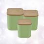 3pcs Dry Grains Food Storage Container Jars with Bamboo Lids Kitchen Organizers Storage Case