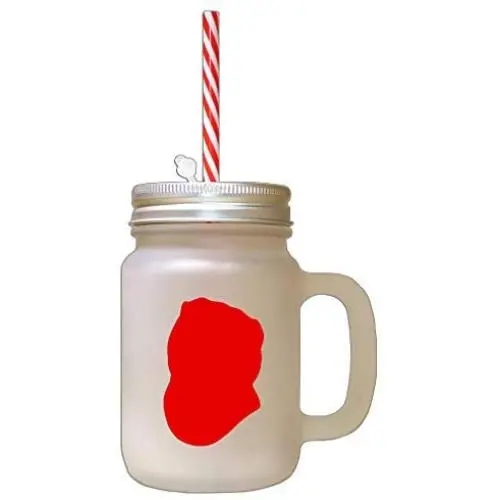 Red Scotish Fold Cat Head Silhouette Frosted Glass Mason Jar With Straw Red Scotish Fold Cat Head Silhouette Frosted Glass Mason Jar With Straw