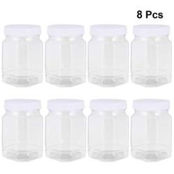 Hemoton 8pcs Plastic Jars Storage Containers Cereal Dry Food Storage Container Airtight Leakproof Plastic Storage Bottle for Cereal Sugar Rice Snacks (360ml)