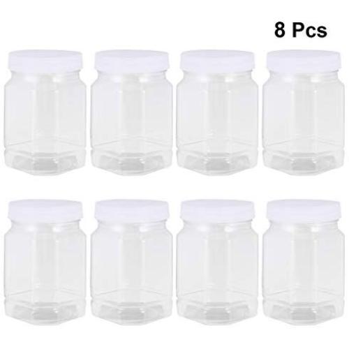 Hemoton 8pcs Plastic Jars Storage Containers Cereal Dry Food Storage Container Airtight Leakproof Plastic Storage Bottle for Cereal Sugar Rice Snacks (360ml)