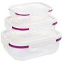 FengHui Transparent Plastic Food Storage Organizer Food Preservation Boxes with Airtight Lids for Refrigerator Fridge Cabinet Desk (3 pcs)