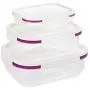 FengHui Transparent Plastic Food Storage Organizer Food Preservation Boxes with Airtight Lids for Refrigerator Fridge Cabinet Desk (3 pcs)