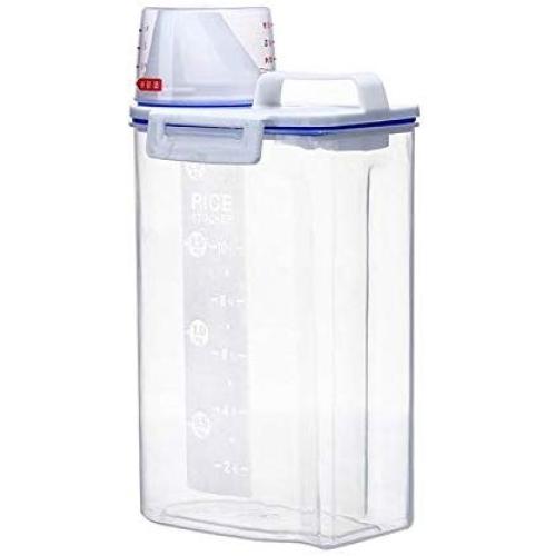 Volwco Bin Rice, Pet Food Storage Container, Airtight Cereal Storage Containers,Rice Storage Container,Rice Cylinder with Pour Spout Measuring Cup Locking Lid, Plastic Grain Organizer Box for Kitchen