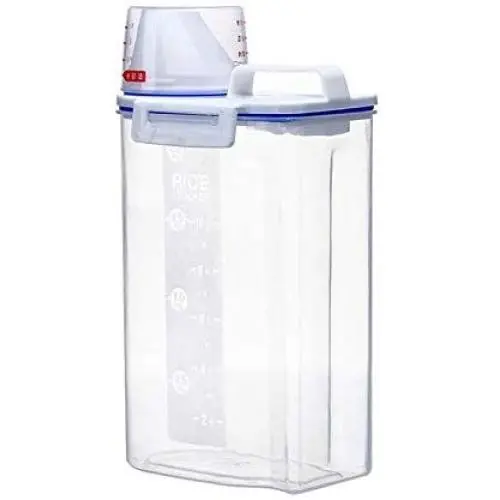 Volwco Bin Rice, Pet Food Storage Container, Airtight Cereal Storage Containers,Rice Storage Container,Rice Cylinder with Pour Spout Measuring Cup Locking Lid, Plastic Grain Organizer Box for Kitchen