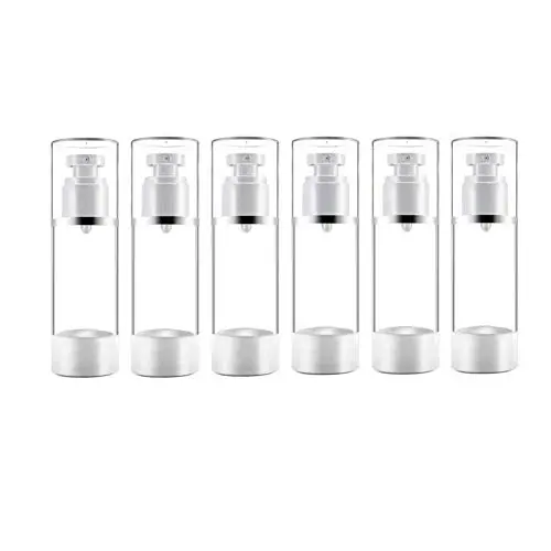 Luftdichte Kosmetikcreme Pumpflasche, wiederbefüllbare leere klare Reisegläser für Flüssigkeit, Vakuumbehälter, für Foundation, Essenze, Lotion, 6er Set (1 oz / 30ML)