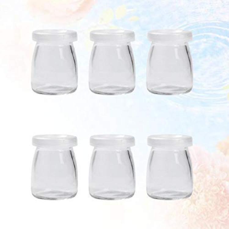 UPKOCH 6pcs Clear Glass Jars Glass Yogurt Container Replacement