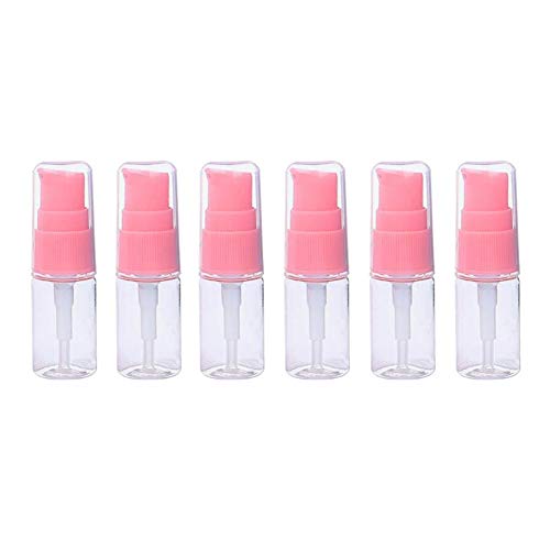 6Pcs 10ml/0.34oz Portable Plastic Lotion Pump Bottle with Lid Empty Refillable Press Bottle Travel Bottle Sample Storage Container Dispenser Vials Jars Pots for Lotion Emulsion Essence (Clear)