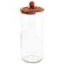 Zanzibar Recycled Wine Bottle Canister with Hand Carved Lid (Clear, 2.50)