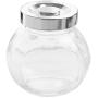 BESTONZON 4Pcs Storage sealed cans in glass with lid round shape clear dry food pantry containers for cereal cookie sugar and flour