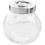 BESTONZON 4Pcs Storage sealed cans in glass with lid round shape clear dry food pantry containers for cereal cookie sugar and flour