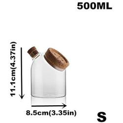 Glass Spice Jars Food Storage Containers Tank With Cork Lid For Bulk Product Coffee Preservation Kitchen Organizer Bank,500Mlflat