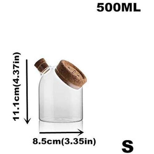 Glas Gewürzbehälter Lebensmittel-Aufbewahrungsvorrichtungen Tank mit Korkverschluss für Großpackungen, Kaffee, Konservierung, Küchenorganizer, 500ml Flachbehälter