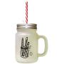 Black Candy Cain In A Jar Frosted Glass Mason Jar With Straw