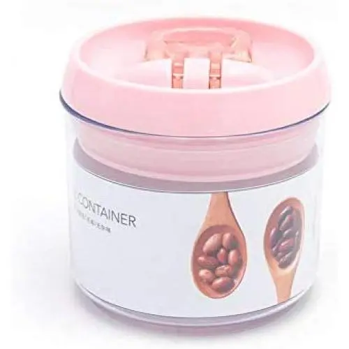 Yl Ly Food Storage Round Grains Plastic Storage Tank Kitchen Transparent Food Storage Box Storage Box Snack Storage Jar Pink_700Ml
