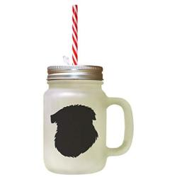 Black Glen Of Imaal Terrier Silhouette Frosted Glass Mason Jar With Straw