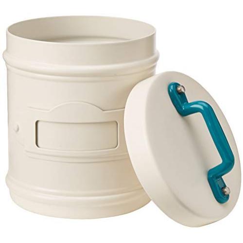 Italo Ottinetti White Aluminium Canister with Label Painted Handle Green 10 cm, one Size