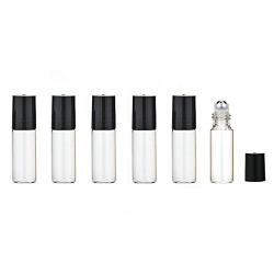 6PCS 5ML/0.17OZ Transparent Empty Refill Essential Oil Glass Roll-on Rollers Vial Packing Bottles With Stainless Steel Roller Balls Perfume Makeup Cosmetic Storage Containers Lip Balms Holder Jar Pots