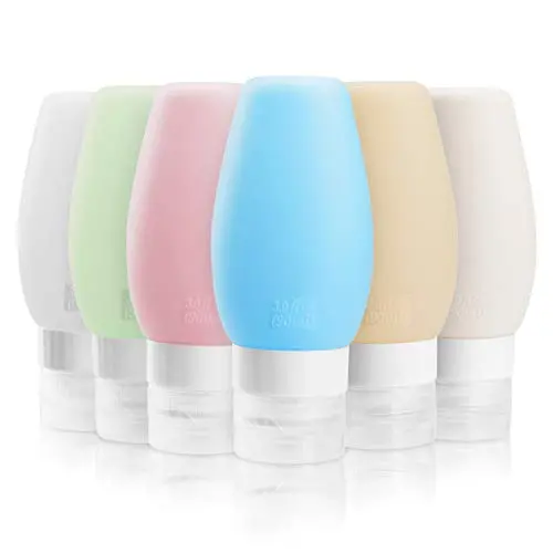 Reisegläser, TSA-Freigegeben, 3 oz BPA-freier Silikonsqueeze-Behälter Set, Leckfester, Wiederbefüllbarer Reise-Kosmetik-Toilettenkapseln (6er Set)