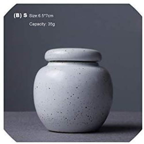 Japanese Coarse Pottery Tea Cans Tea Set Tea Caddy Jar Pot Sugar Bowl Coarse Pottery Tea Sealed Creative Home Decor,B