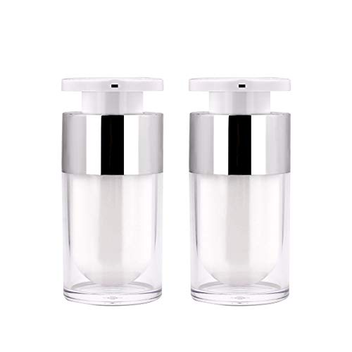 Airless Pump Bottle, Yebeauty Small Empty Pump Botte for Travel Reusable- 2 Pack, 15ml