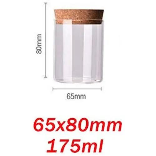 Glasbehälter mit 9 Stück, Korkkolonne, luftdichte Dose, Lagerbehälter für Gläser, Getreide, Tee, Kaffee, Bohnen, Süßigkeiten, Lebensmittel, 65x80mm, 175ml