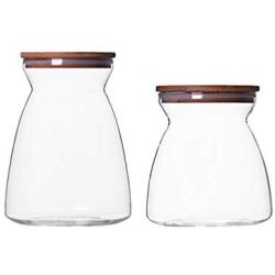 UPKOCH 2pcs Glass Food Storage jar Transparent Airtight Sealed Food Can Canister Bottle with Cork for Spices Sugar Salt Tea Coffee Bean (700ml 1100ml)