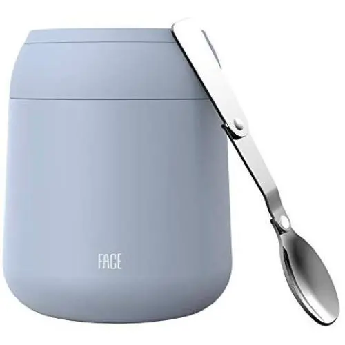 FACE Thermal Food Jar Vacuum Insulated Stainless Steel Wide Mouth Travel Container with Folding Spoon, 18-Ounce, Gray FACE Thermal Food Jar Vacuum Insulated Stainless Steel Wide Mouth Travel Container with Folding Spoon, 18-Ounce, Gray