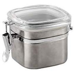 storage jar Grain container Food container Storage Box，High-grade 304 stainless steel square sealed cans seasoning jar coffee pot