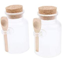 LoveinDIY 2pcs 10.5 oz Empty Plastic Sugar/Spice/Salt Jars with Wooden Spoon