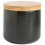 HOUSIYU Food Storage Tanks, Ceramic Classic Biscuit Jars and Wooden Airtight Lids for Coffee, Nuts, Tea, Etc, Black,7.5x8cm