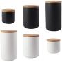 TNKML Ceramic Spice Jar Sugar Can Salter Kitchenware Spice Storage Tank With Bamboo Cover Spice Container Black