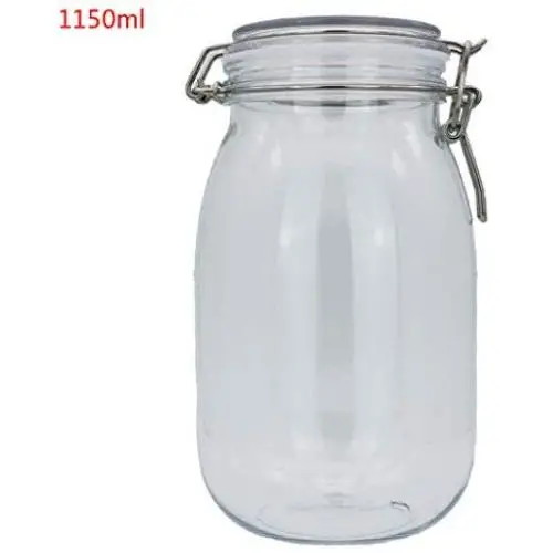 TANK-CN 1150ML Plastic Oval Clip Top Storage Jar with Airtight Seal Lid Food Container Tableware Preserving Kitchen Flour Pasta Spice Organizer