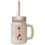 Maroon Christmas Tree #5 Frosted Glass Mason Jar With Straw Maroon Christmas Tree #5 Frosted Glass Mason Jar With Straw