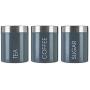 Premier Housewares Liberty Tea, Coffee and Sugar Canisters - Set of 3, Grey