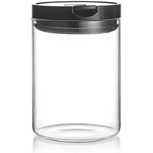 JIAQI Glass Storage Jar with Lid and Buckle, Food Storage Container, Canisters for Pasta, Tea, Coffee, Cookies, Snacks (26oz/750ml)