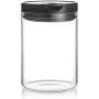 JIAQI Glass Storage Jar with Lid and Buckle, Food Storage Container, Canisters for Pasta, Tea, Coffee, Cookies, Snacks (26oz/750ml)