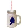 Navy American Shorthair Cat Head Silhouette Frosted Glass Mason Jar With Straw Navy American Shorthair Cat Head Silhouette Frosted Glass Mason Jar With Straw
