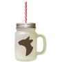 Brown Oriental Shorthair Cat Head Silhouette Frosted Glass Mason Jar With Straw