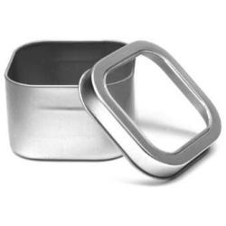 Nakpunar 6 pcs Clear Top Square Tins - 4 oz