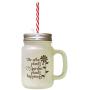 Brown He Who Plants A Garden Plants Happiness Frosted Glass Mason Jar With Straw