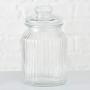 WHW Whole House Worlds Iconic Ribbed and Knob Topped Clear Glass Kitchen Storage Jars, Set of 3, Air Tight Seals, 9, 7 1/2, and 6 Inches Tall