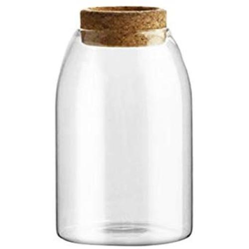 BESTONZON 800ML Transparent Glass Jars Glass Sealed Storage Cans Container Food Grains Container with Cork (Button Shape Cork, M)