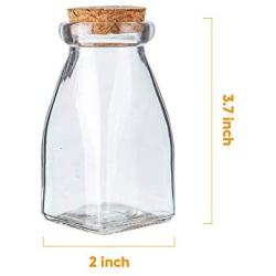 The Square Glass Yogurt Jars,Pudding Jars with cork lids, Dessert Glass jars, 4 Oz Glass Jars for Jam,Milk, Honey, Glass Yogurt container with Labels and Strings.