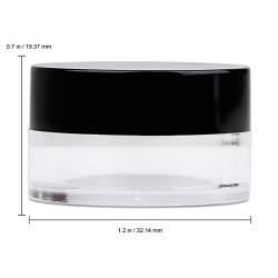 50 Jars - Beauticom High-Graded 5 Grams/5 mL BPA Free Thick Clear Acrylic 100% NO LEAK Plastic empty Containers with Black Lid for Cosmetic, Lip Balm, Beads, Creams, Lotion, Liquids, Sample, Travel