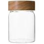 HOUSIYU Sealed Can, Borosilicate Glass Candy Jar, with Rubber Wood Screw Cap, Suitable for Confectionery Dried Fruit Seasoning Food Storage Container, 8.5x10cm