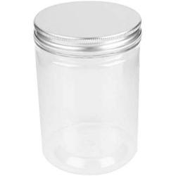 Tebery 16 Pack Clear Plastic Jars Bottles Containers with Silver Ribbed Lids 20oz Straight Cylinders Storage Canisters for Food & Home Storage