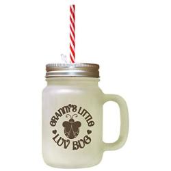 Brown GrannyS Little Luv Bug Frosted Glass Mason Jar With Straw