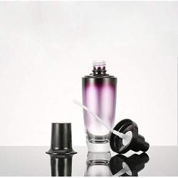 50ML 1.7 Ounce Gradient Purple Glass Pump Bottles Empty Refillable Lotion Bottle Upscale Travel Cosmetic Container Holder for Foundation Cleanser Essential Oils Liquids Cream