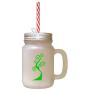 Green Tree #2 Frosted Glass Mason Jar With Straw
